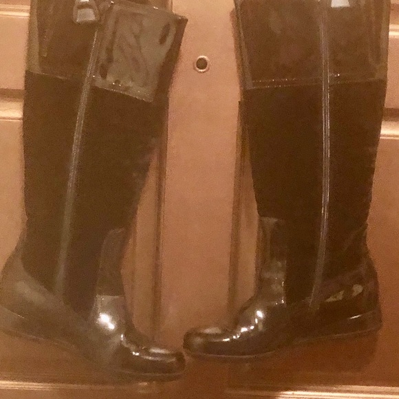 Botticelli Black Patent Leather Low Wedge Boots 35 - Picture 2 of 12